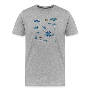 Blauer Sneaker Streu Muster  - Männer Premium Bio T-Shirt - Grau meliert - Vorne - Damien (186cm)