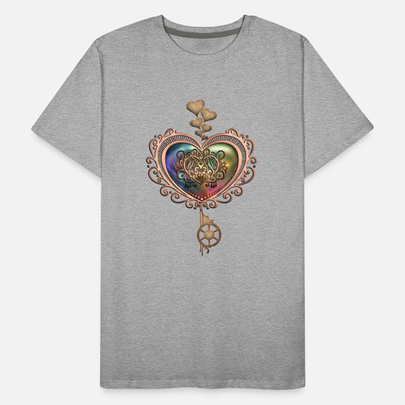 Romantisches Steampunk-Herz Männer Premium Bio T-Shirt