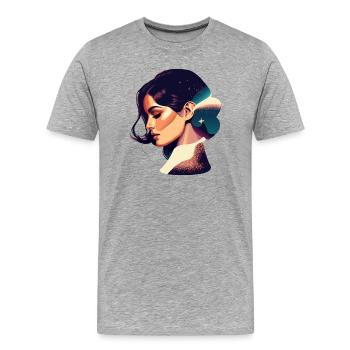 Kosmische Traumfrau Illustration - Männer Premium Bio T-Shirt - Grau meliert - Vorne - Damien (186cm)