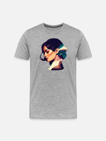 Kosmische Traumfrau Illustration - Männer Premium Bio T-Shirt - Grau meliert