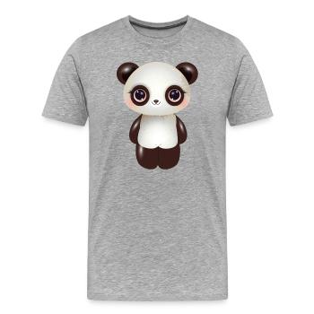 niedlicher Panda mit rosa Wangen im Comic Stil - Männer Premium Bio T-Shirt - Grau meliert - Vorne - Damien (186cm)