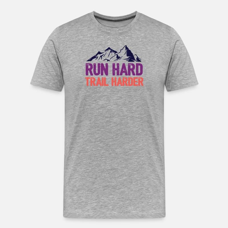 Laufen Sie hart. Härterer Trail. - Männer Premium Bio T-Shirt - Grau meliert