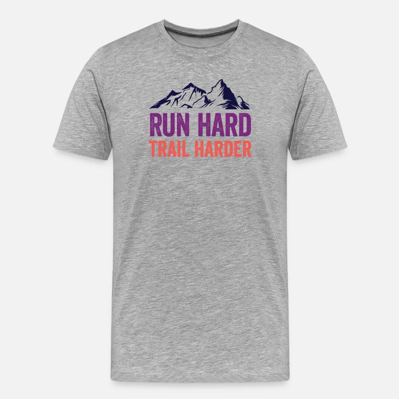 Laufen Sie hart. Härterer Trail. - Männer Premium Bio T-Shirt - Grau meliert