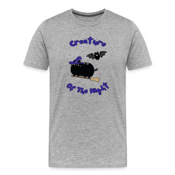 Kreatur der Nacht Katzen Hexe - Männer Premium Bio T-Shirt - Grau meliert - Vorne - Damien (186cm)