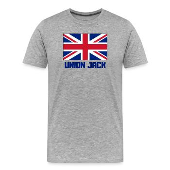 union jack, Angleterre, Londres - T-shirt bio Premium Homme - gris chiné - Devant - Damien (186cm)