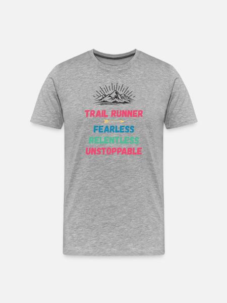 Coureur de trail - Intrépide. Implacable. Imparable. - T-shirt bio Premium Homme - gris chiné