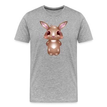 niedlicher Hase mit rosa Wangen im Comic Stil - Männer Premium Bio T-Shirt - Grau meliert - Vorne - Damien (186cm)