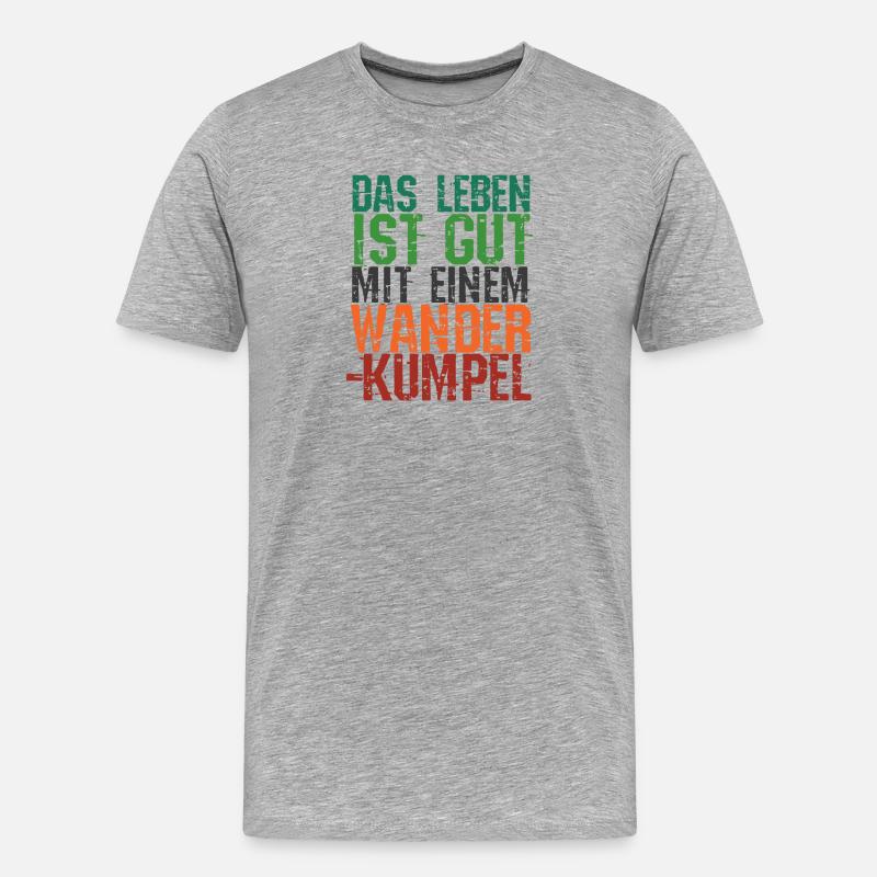 Wanderwege Wanderer Statement Klettern Wandern - Männer Premium Bio T-Shirt - Grau meliert