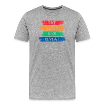Mountain Hiking Hike Statement Hiking Hiker - Men's Premium Organic T-Shirt - heather grey - Front - Damien (186cm)