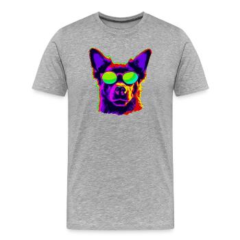 Stylischer Vierbeiner mit Sonnenbrille - Männer Premium Bio T-Shirt - Grau meliert - Vorne - Damien (186cm)