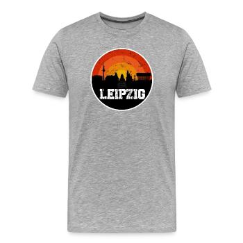 La ligne d’horizon de Leipzig - T-shirt bio Premium Homme - gris chiné - Devant - Damien (186cm)
