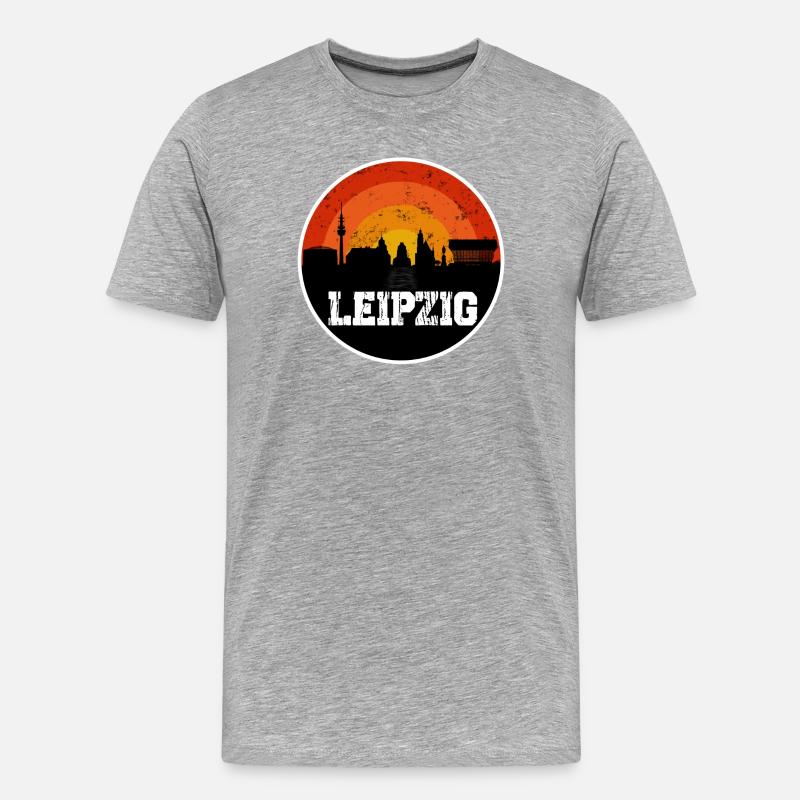 Leipzig Skyline - Männer Premium Bio T-Shirt - Grau meliert