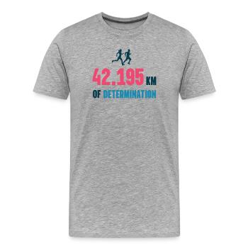 Marathon - 42 195 km de détermination - T-shirt bio Premium Homme - gris chiné - Devant - Damien (186cm)