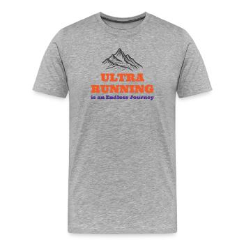 Ultra-Laufen ist eine endlose Reise - Männer Premium Bio T-Shirt - Grau meliert - Vorne - Damien (186cm)