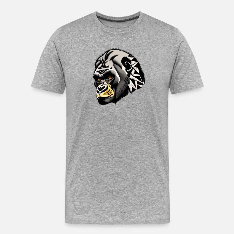 Affe, Gorilla - Männer Premium Bio T-Shirt - Grau meliert