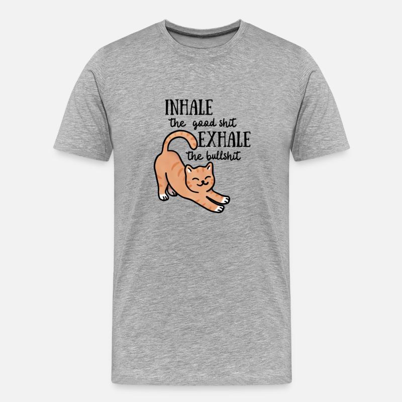 Positivity Cat - Männer Premium Bio T-Shirt - Grau meliert