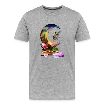 Fairy on the moon coming out of the book - Men's Premium Organic T-Shirt - heather grey - Front - Damien (186cm)