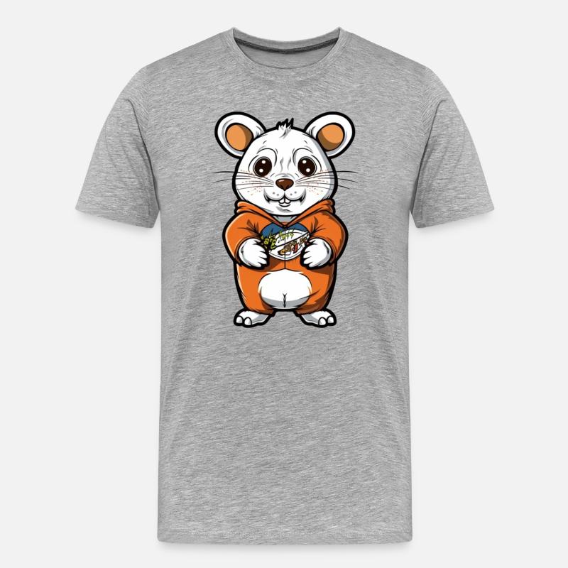 Niedlicher Mäuserderson Hoodie Design - Männer Premium Bio T-Shirt - Grau meliert