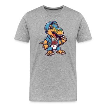 Dinosaur with streetwear style - Men's Premium Organic T-Shirt - heather grey - Front - Damien (186cm)