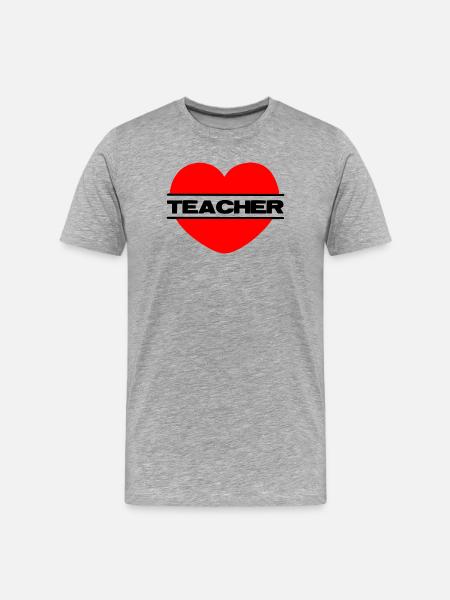 Liebe dein Herz 041 Lehrer - Männer Premium Bio T-Shirt - Grau meliert