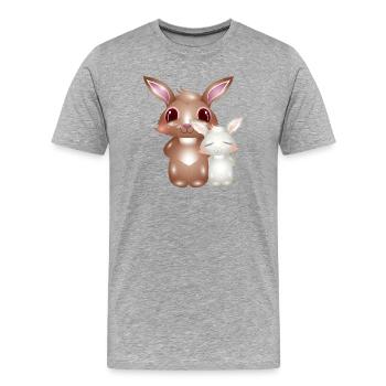 niedliche Hasen so goldig kann Freundschaft sein - Männer Premium Bio T-Shirt - Grau meliert - Vorne - Damien (186cm)