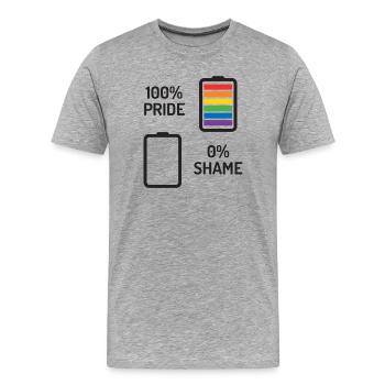 Mois de la fierté - 100% de fierté, 0% de honte - T-shirt bio Premium Homme - gris chiné - Devant - Damien (186cm)