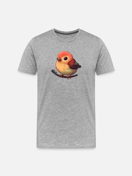 Sunlit Robin on a Branch - Men's Premium Organic T-Shirt - heather grey