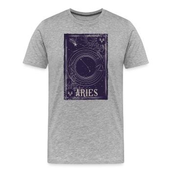 Widder Sternbild Himmlischer Ring - Männer Premium Bio T-Shirt - Grau meliert - Vorne - Damien (186cm)