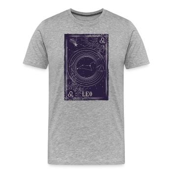 Lion, Constellation, Ciel nocturne - T-shirt bio Premium Homme - gris chiné - Devant - Damien (186cm)