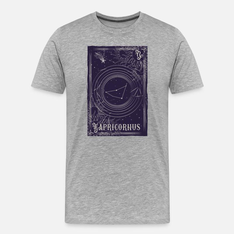 Steinbock Sternbild Ring - Männer Premium Bio T-Shirt - Grau meliert