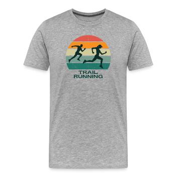 trail, running, running trail - T-shirt bio Premium Homme - gris chiné - Devant - Damien (186cm)