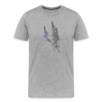 Lila Salbeiblüten - Männer Premium Bio T-Shirt - Grau meliert - Vorne - Damien (186cm)
