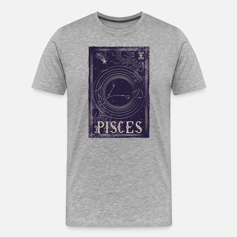 Fische Sternzeichen Kreis - Männer Premium Bio T-Shirt - Grau meliert
