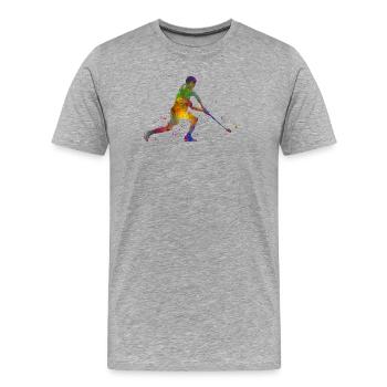 Field hockey player - Men's Premium Organic T-Shirt - heather grey - Front - Damien (186cm)