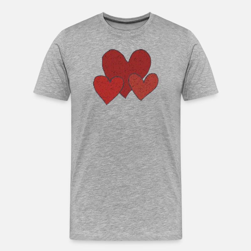 drei herzen - Männer Premium Bio T-Shirt - Grau meliert