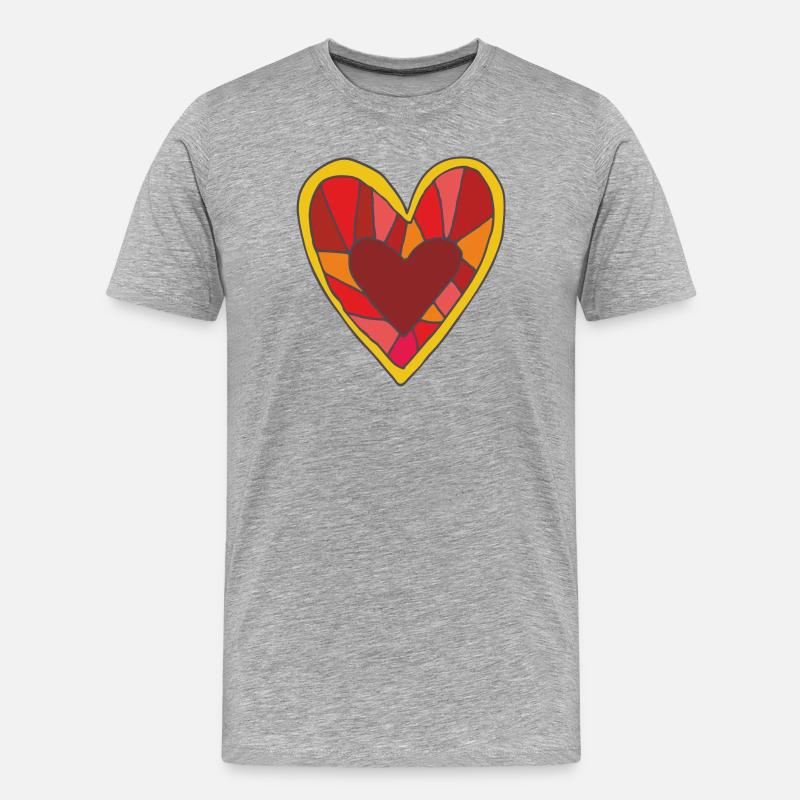 herz in kunst - Männer Premium Bio T-Shirt - Grau meliert
