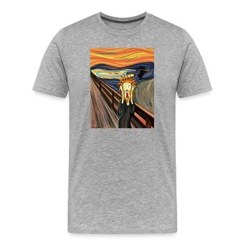 Schrei! Ein lustiger Löwe - Männer Premium Bio T-Shirt - Grau meliert - Vorne - Damien (186cm)