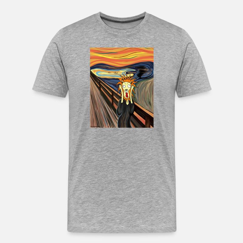 Schrei! Ein lustiger Löwe - Männer Premium Bio T-Shirt - Grau meliert
