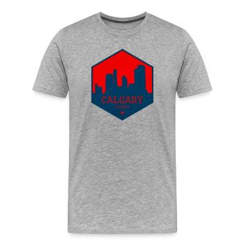 Calgary Skyline, Canada – Conception de l’emblème urbain - T-shirt bio Premium Homme - gris chiné - Devant - Damien (186cm)