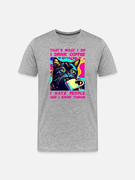 Cozy Cat Coffee - Men's Premium Organic T-Shirt - heather grey