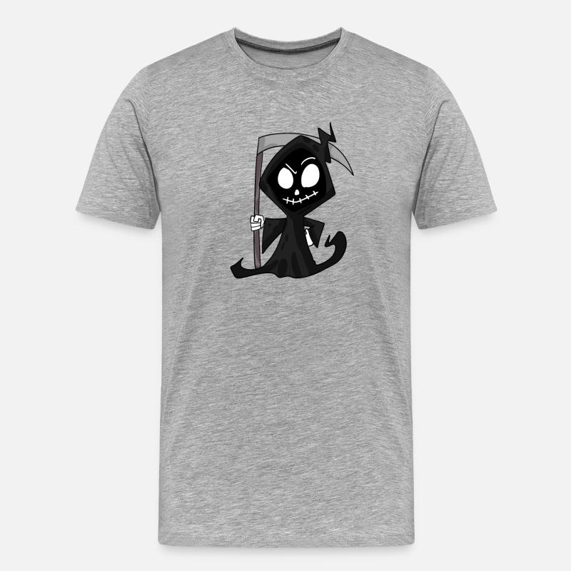 Sensenmann mit Sense - Halloween - Männer Premium Bio T-Shirt - Grau meliert