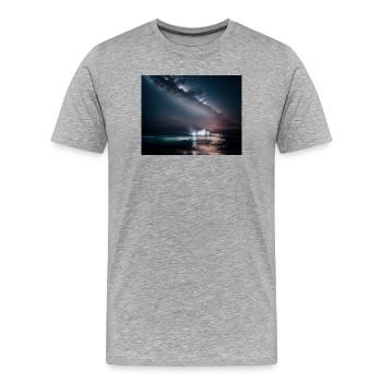 Shiff bei Nacht - Männer Premium Bio T-Shirt - Grau meliert - Vorne - Damien (186cm)