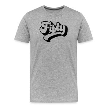 Fünfzig 50. Geburtstag Männer Frauen 50 Jahre alt - Männer Premium Bio T-Shirt - Grau meliert - Vorne - Damien (186cm)