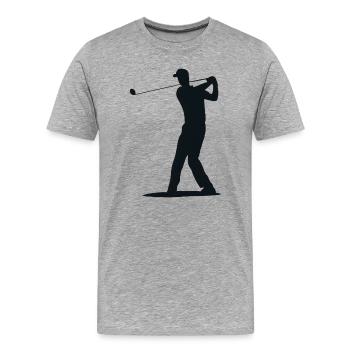 Golfer Abschlag Silhouette - Herren Design - Männer Premium Bio T-Shirt - Grau meliert - Vorne - Damien (186cm)