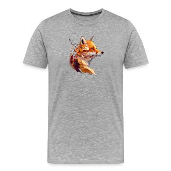 Polygon Fox Design, Pretty Fox - T-shirt bio Premium Homme - gris chiné - Devant - Damien (186cm)