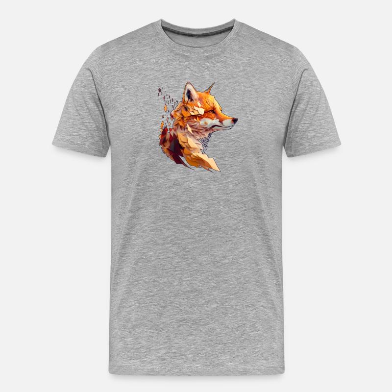 Polygon Fox Design, Pretty Fox - Men's Premium Organic T-Shirt - heather grey