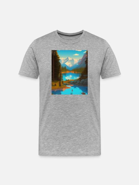Paysage nature forêt - T-shirt bio Premium Homme - gris chiné
