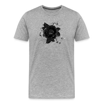 Rose gothique noire avec des rubans sombres - T-shirt bio Premium Homme - gris chiné - Devant - Damien (186cm)