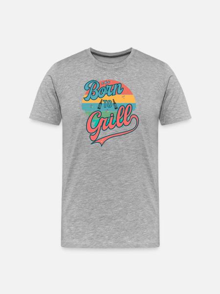 Né pour griller rétro - T-shirt bio Premium Homme - gris chiné
