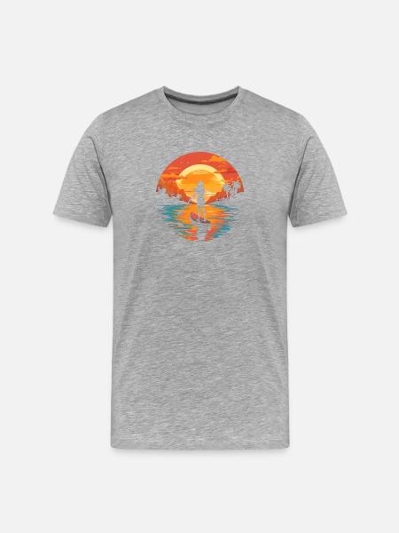 Girl on SUP - T-shirt bio Premium Homme - gris chiné